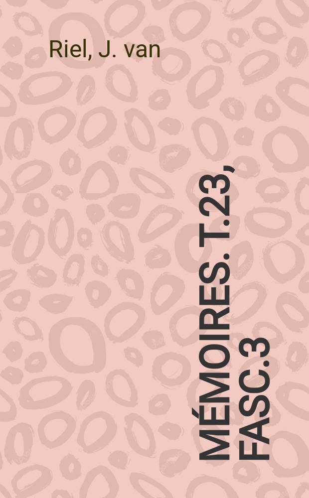 Mémoires. T.23, Fasc.3 : Contribution à l'étude de la dénatalité dans l'ethnie mongo