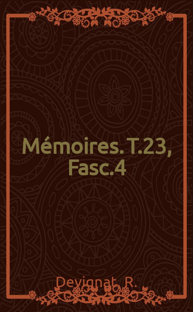 M&eacute;moires. T.23, Fasc.4 : La peste antique du Congo belge dans le cadre de l'histoire et de la g&eacute;ographie