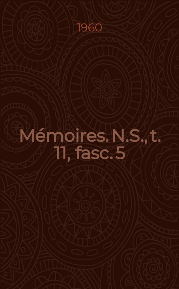 M&eacute;moires. N.S., t. 11, fasc. 5 : Entomostrac&eacute;s de la Ruzizi. Notice