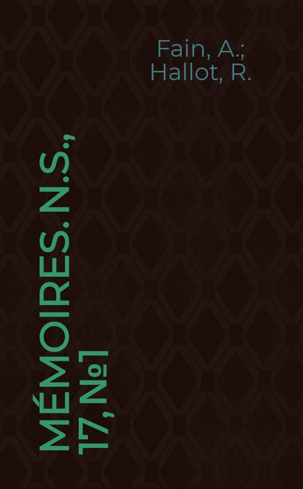 Mémoires. N.S., 17, №1 : Répartition d'Onchocerca volvulus Leuckart et de ses vecteurs dans le bassin du Congo et les régions limitrophes