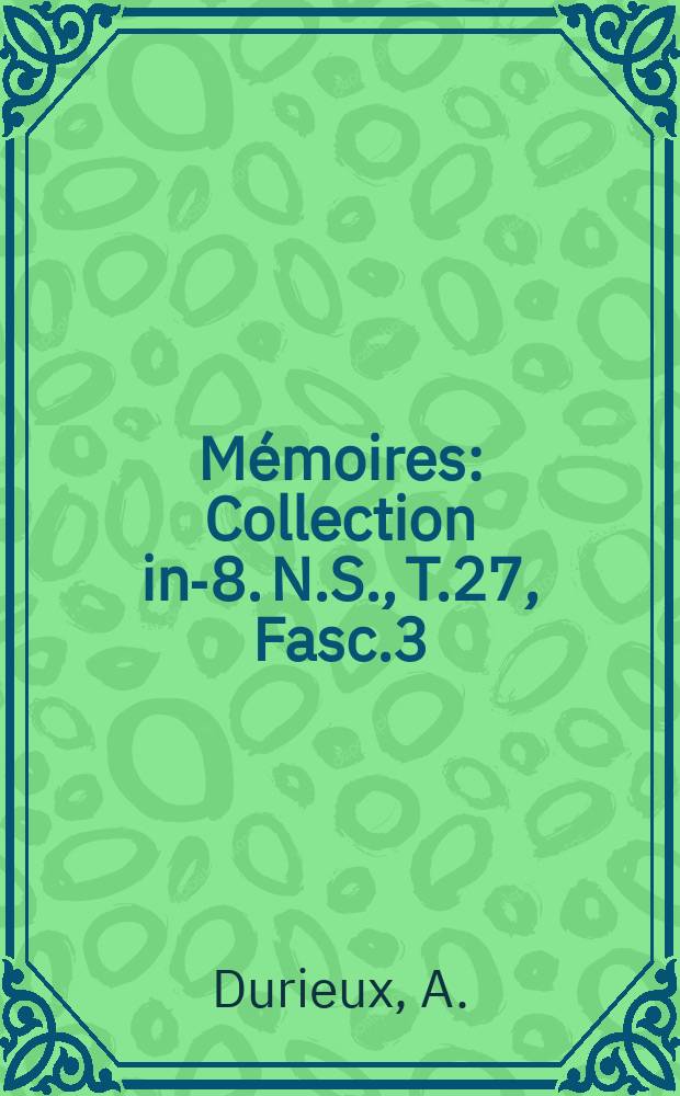 Mémoires : Collection in-8. N.S., T.27, Fasc.3 : Le problème juridique des dettes du Congo belge et l'État du Congo