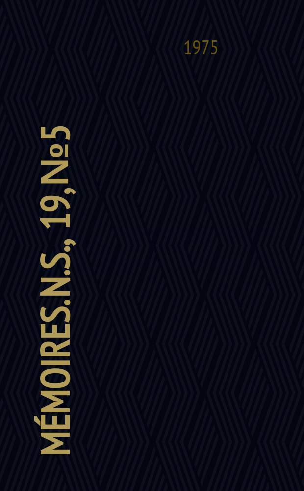 Mémoires. N.S., 19, №5 : Classification des gisements...