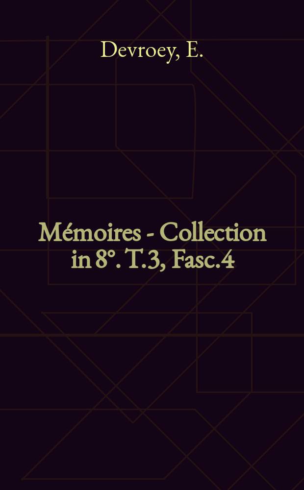 Mémoires - Collection in 8°. T.3, Fasc.4 : La réglementation sur les constructions au Congo Belge