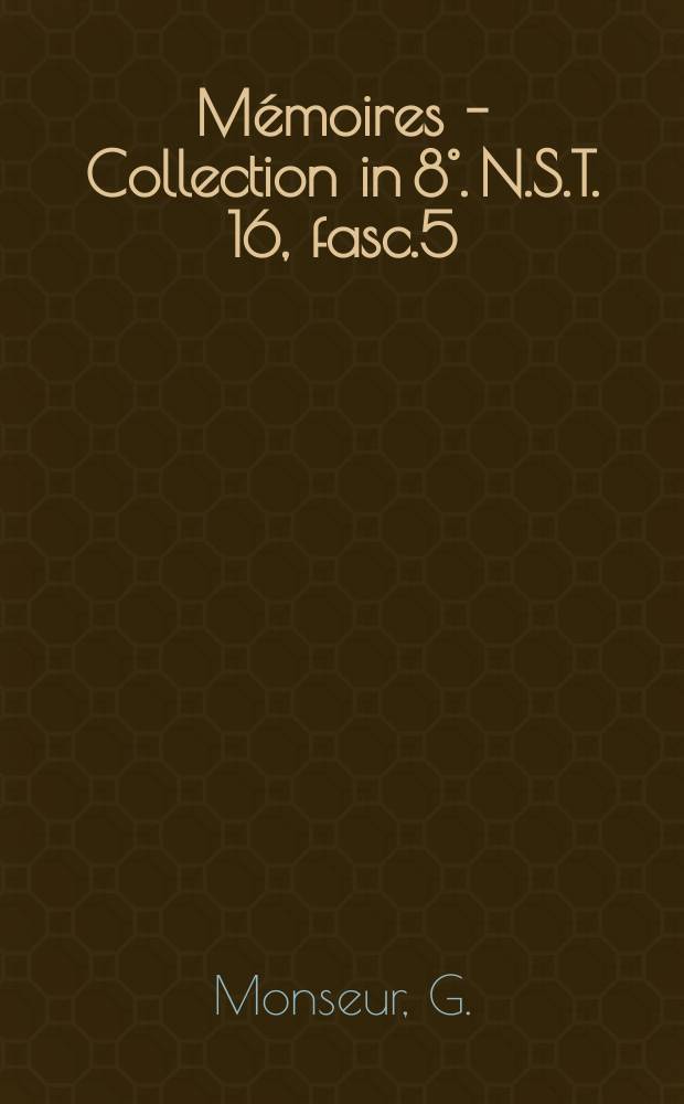 Mémoires - Collection in 8°. N.S.T. 16, fasc.5 : Contribution à l'étude sédimentologique et génétique du gisement plombo-zincifère de Reccin (Espagne)