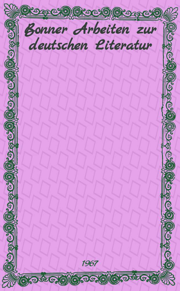 Bonner Arbeiten zur deutschen Literatur