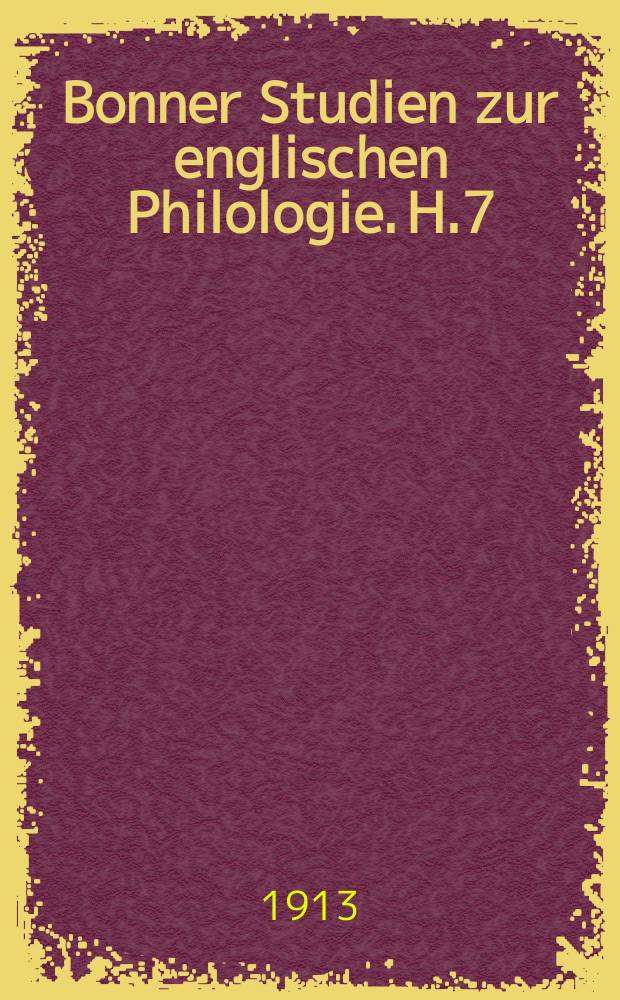 Bonner Studien zur englischen Philologie. H.7 : Shakespeares Verwendung von gleichartigem und gegensätzlichem Parallelismus bei Figuren, Situationen, Motiven und Handlungen