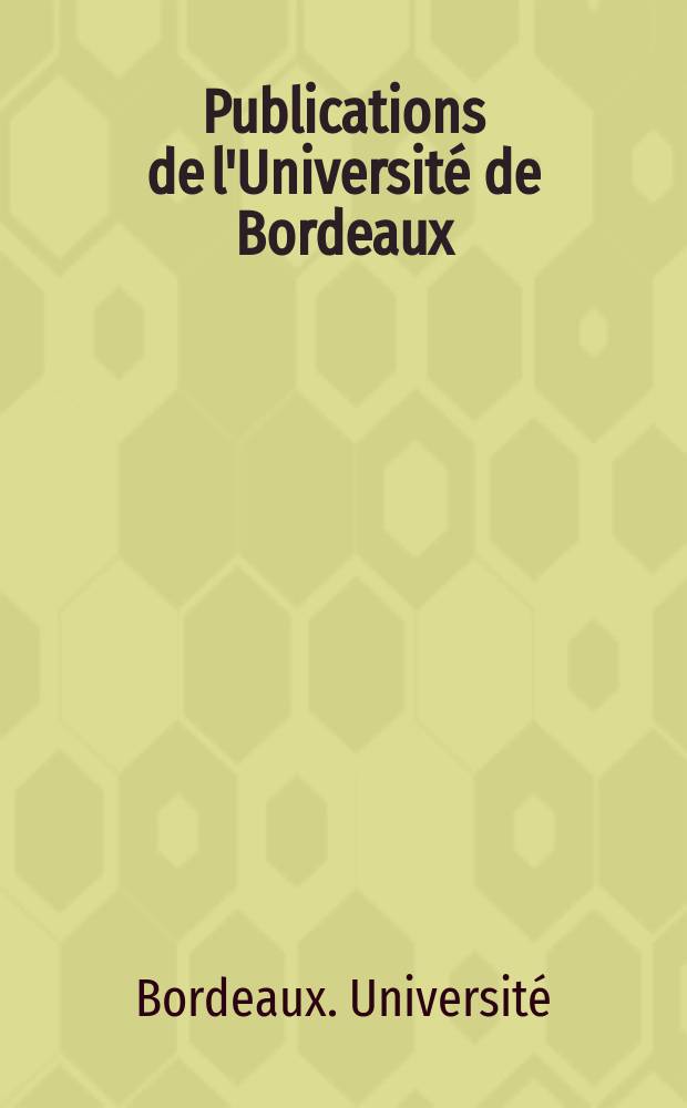 Publications de l'Université de Bordeaux