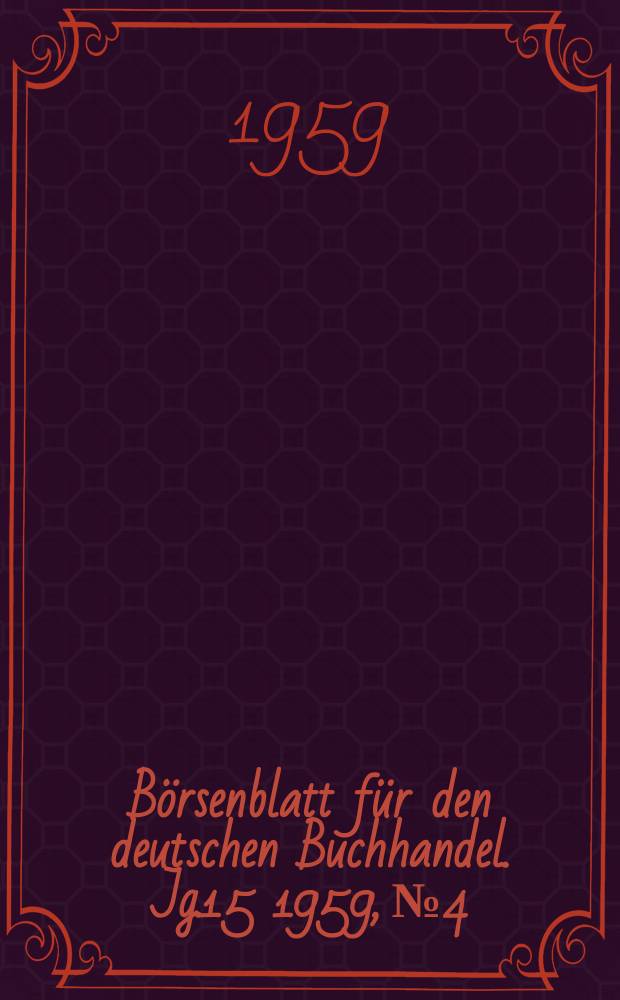 Börsenblatt für den deutschen Buchhandel. Jg.15 1959, №4
