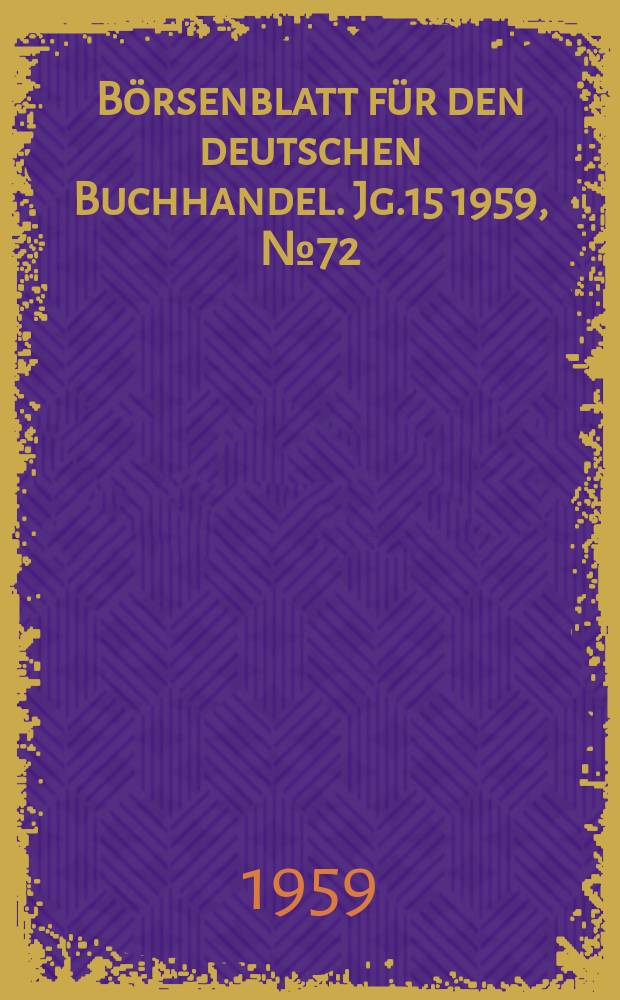 Börsenblatt für den deutschen Buchhandel. Jg.15 1959, №72