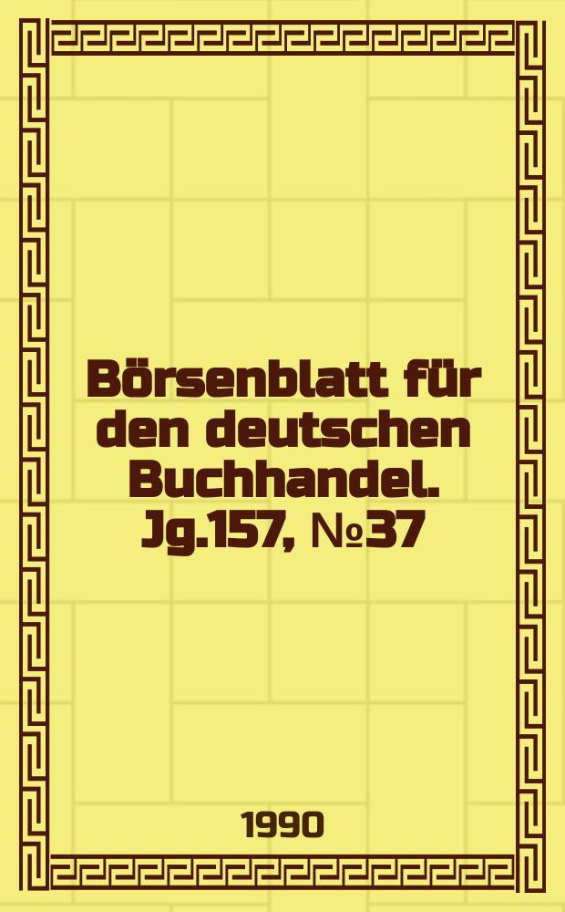 Börsenblatt für den deutschen Buchhandel. Jg.157, №37