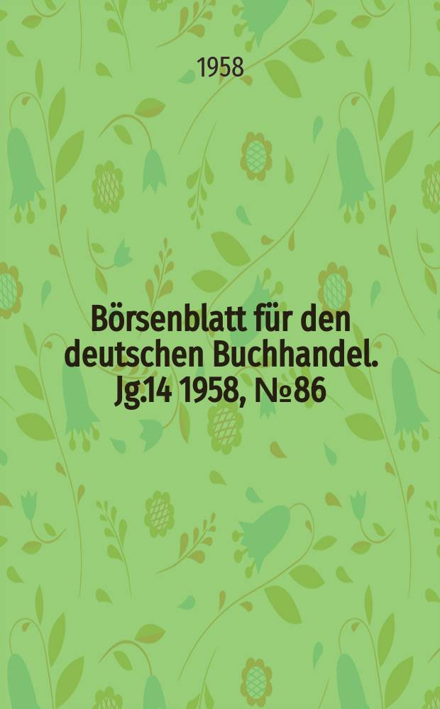 Börsenblatt für den deutschen Buchhandel. Jg.14 1958, №86
