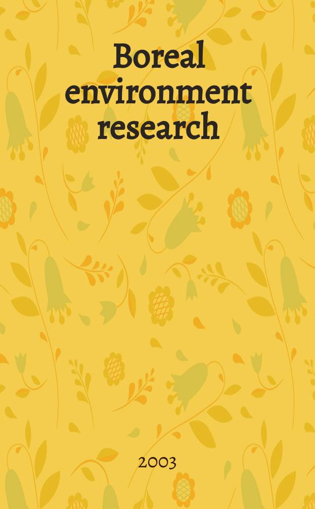 Boreal environment research : An intern. interdisciplinary j. Vol.8, №2