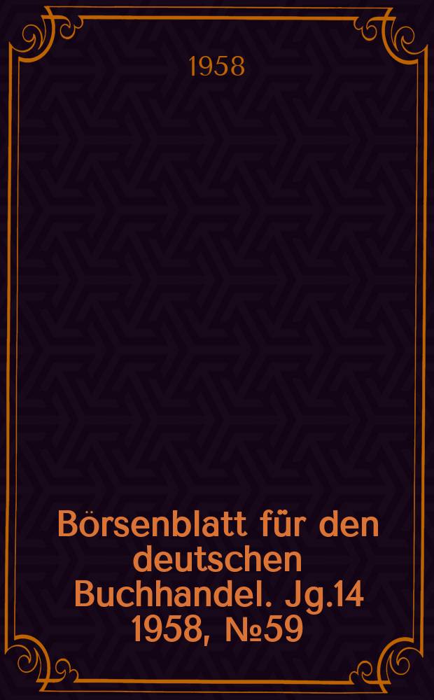 Börsenblatt für den deutschen Buchhandel. Jg.14 1958, №59