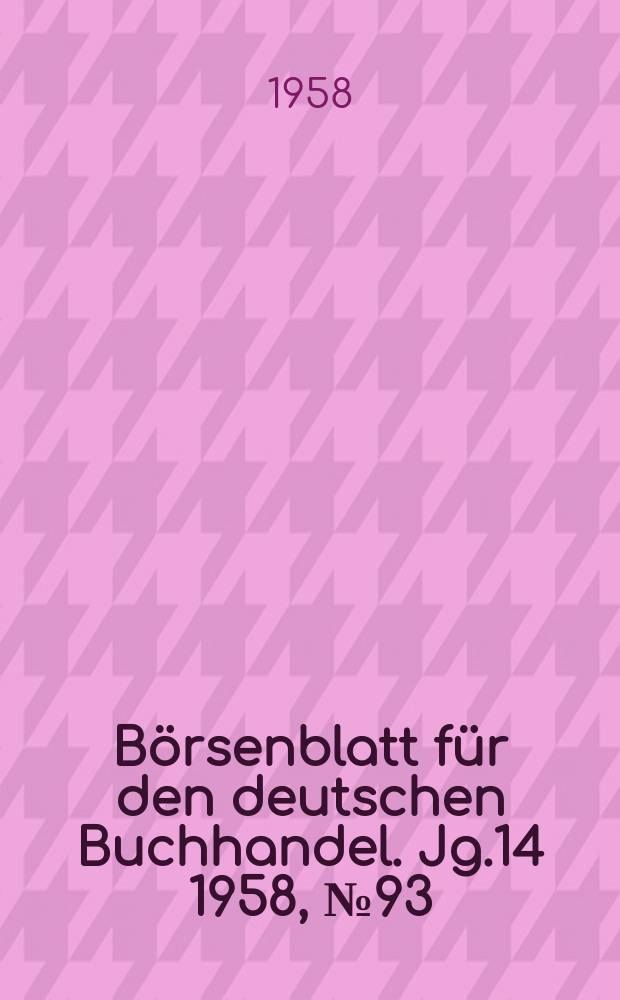 Börsenblatt für den deutschen Buchhandel. Jg.14 1958, №93
