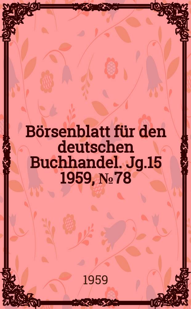 Börsenblatt für den deutschen Buchhandel. Jg.15 1959, №78