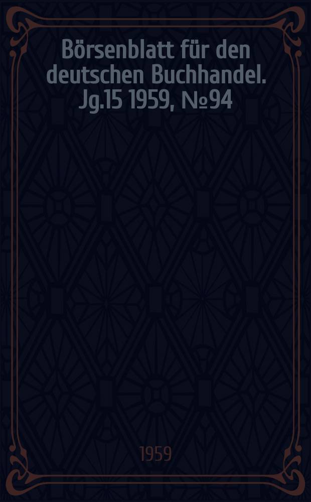 Börsenblatt für den deutschen Buchhandel. Jg.15 1959, №94