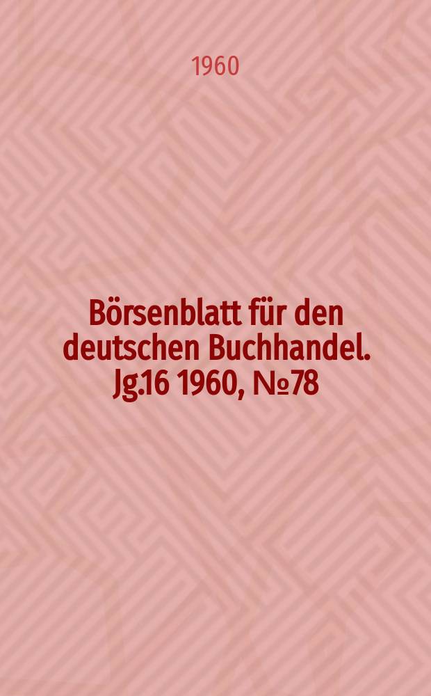 Börsenblatt für den deutschen Buchhandel. Jg.16 1960, №78