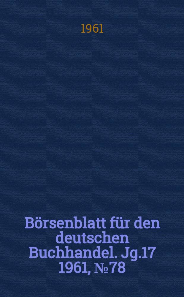 Börsenblatt für den deutschen Buchhandel. Jg.17 1961, №78