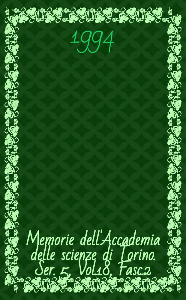 Memorie dell'Accademia delle scienze di Torino. Ser. 5, Vol.18, Fasc.2 : A note...