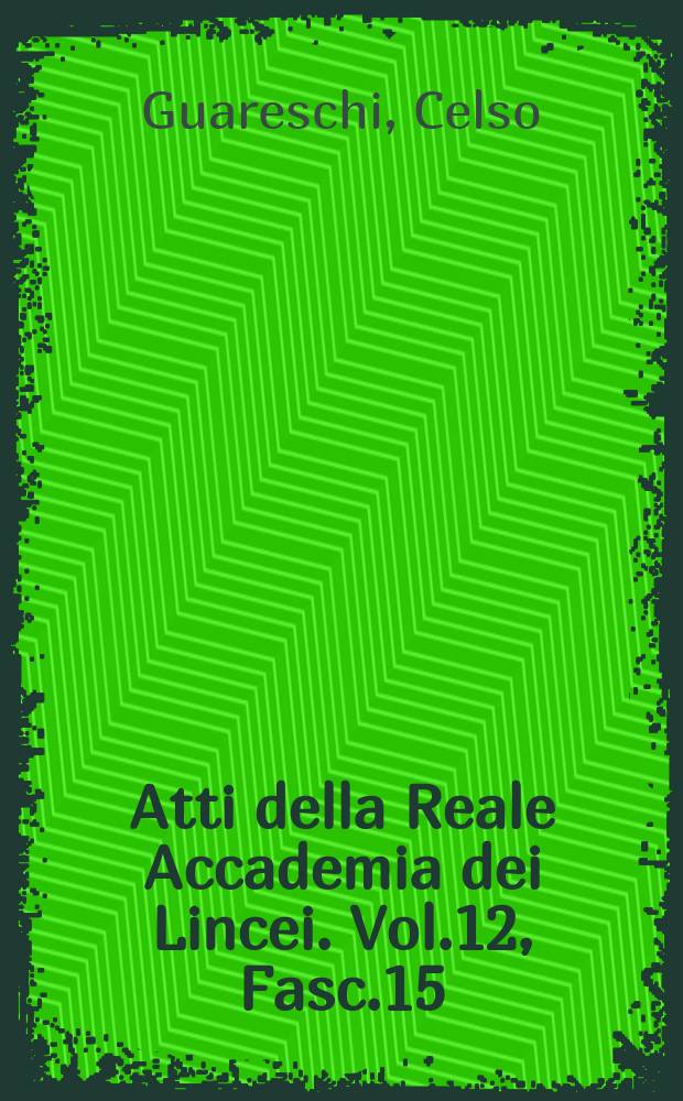 Atti della Reale Accademia dei Lincei. Vol.12, Fasc.15 : L'adattamento degli Anfibi alle forti concentrazioni saline