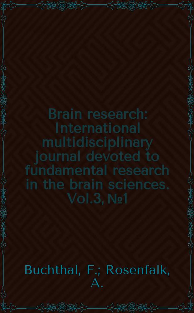 Brain research : International multidisciplinary journal devoted to fundamental research in the brain sciences. Vol.3, №1 : Evoked action potentials and conduction in human sensory nerves