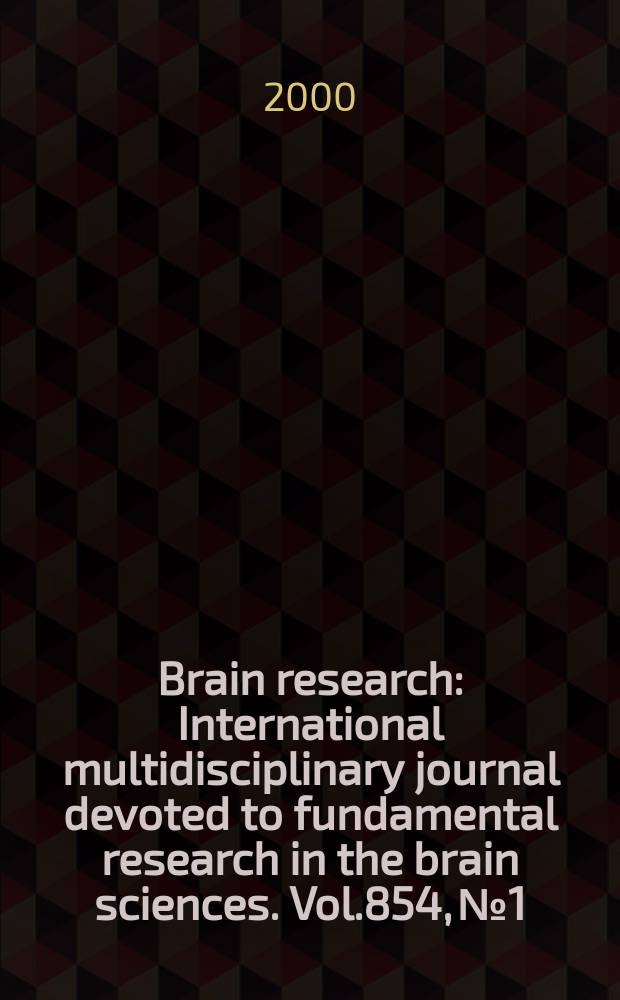 Brain research : International multidisciplinary journal devoted to fundamental research in the brain sciences. Vol.854, №1/2