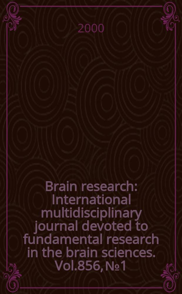 Brain research : International multidisciplinary journal devoted to fundamental research in the brain sciences. Vol.856, №1/2