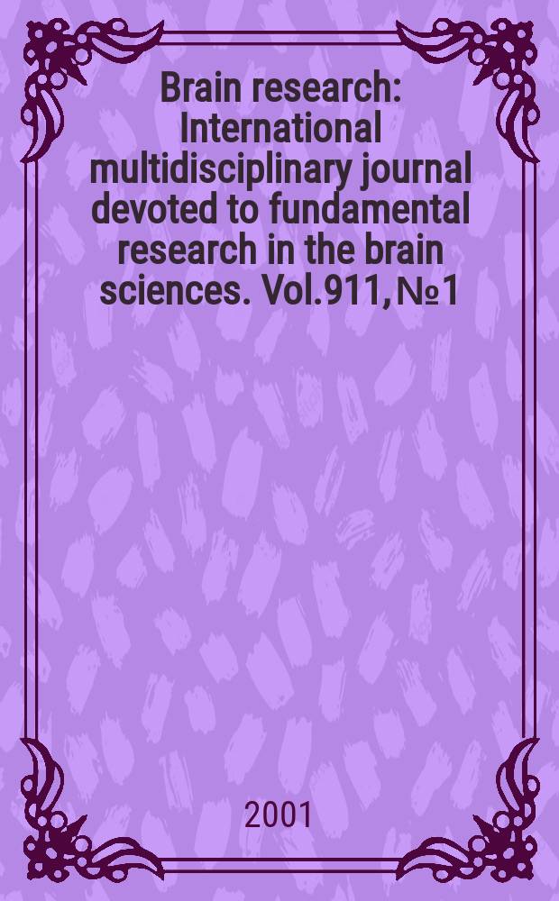 Brain research : International multidisciplinary journal devoted to fundamental research in the brain sciences. Vol.911, №1