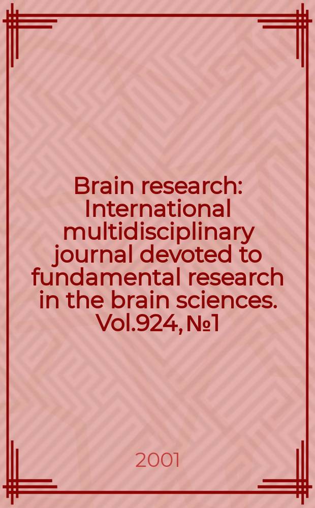Brain research : International multidisciplinary journal devoted to fundamental research in the brain sciences. Vol.924, №1