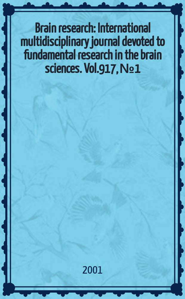 Brain research : International multidisciplinary journal devoted to fundamental research in the brain sciences. Vol.917, №1