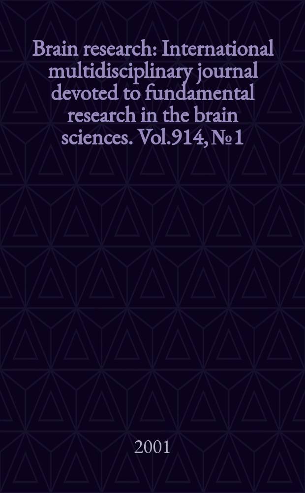 Brain research : International multidisciplinary journal devoted to fundamental research in the brain sciences. Vol.914, №1/2