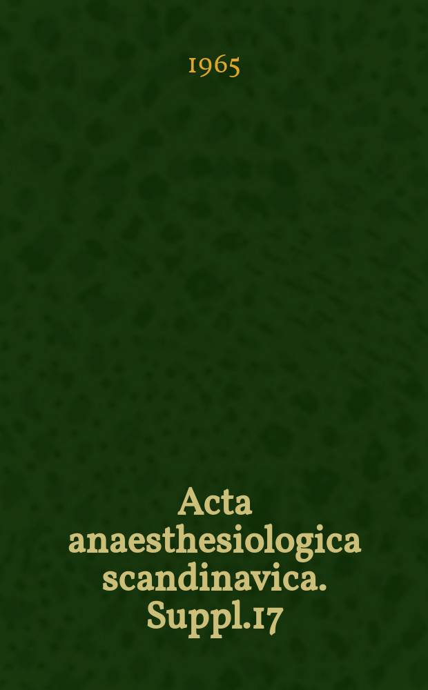 Acta anaesthesiologica scandinavica. Suppl.17 : Intravenous anaesthesia for out-patients