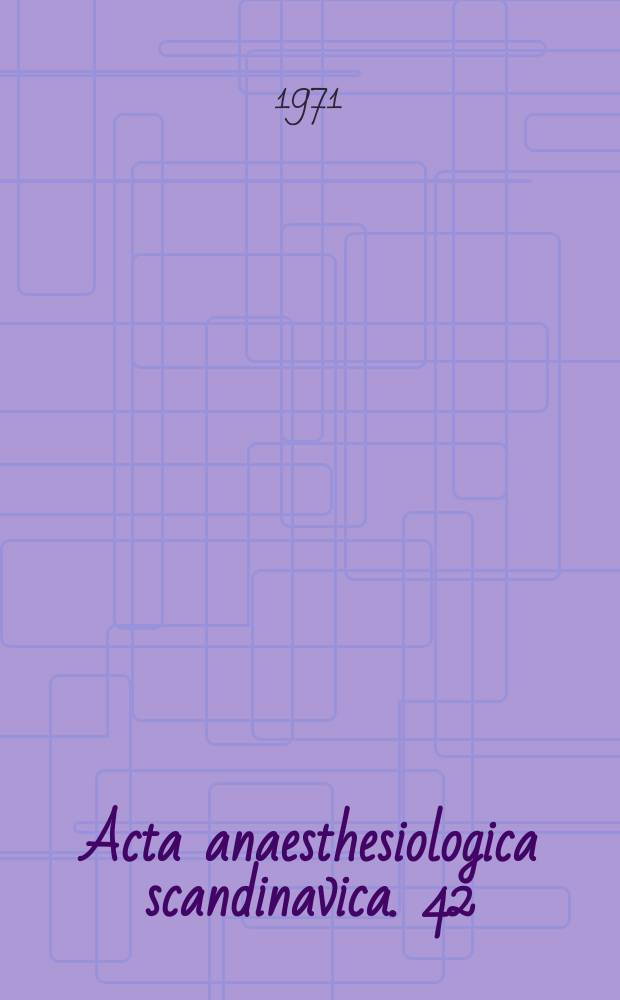 Acta anaesthesiologica scandinavica. 42 : Physical and chemical data on anaesthetics