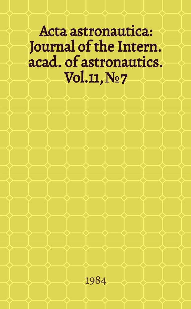 Acta astronautica : Journal of the Intern. acad. of astronautics. Vol.11, №7/8 : Cooperation in space