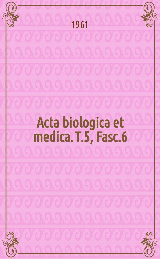 Acta biologica et medica. T.5, Fasc.6 : The larval chromotophoral system of the crab, Carcinus maenas (L.)