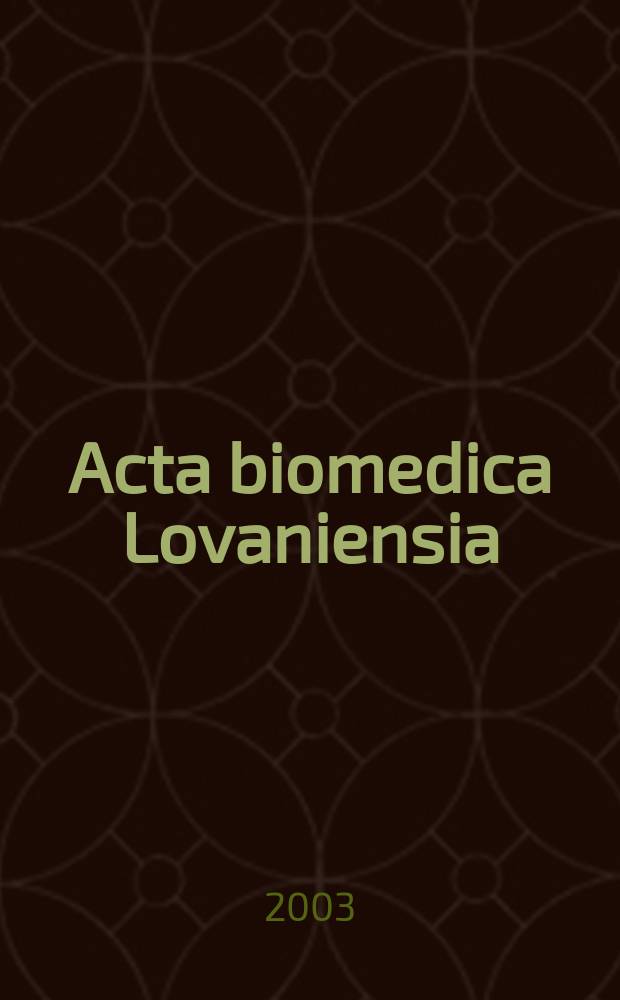 Acta biomedica Lovaniensia : In vivo analysis ...