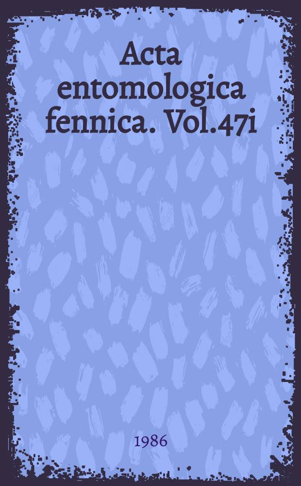 Acta entomologica fennica. Vol.47i : The Corixidae (Heteroptera) of Europe ...
