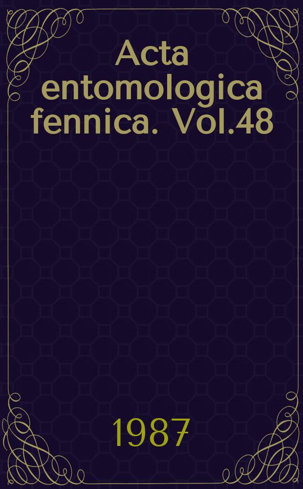 Acta entomologica fennica. Vol.48 : Lists of the insect types in the Zoological museum, University of Helsinki