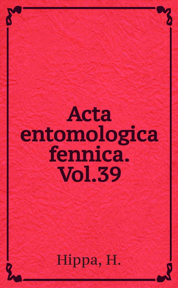 Acta entomologica fennica. Vol.39 : Revision of the Xylota pendleburyi group ...