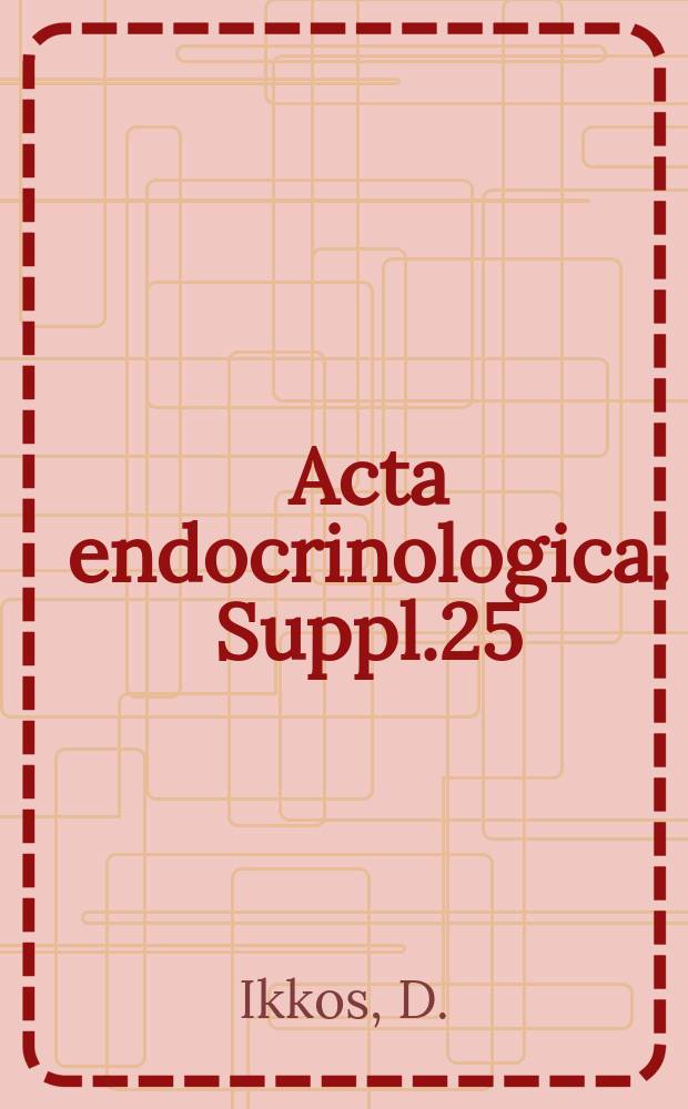 Acta endocrinologica. Suppl.25 : Pathophysiological studies in acromegaly, pertaining to the extracellular water, renal function and basal metabolism