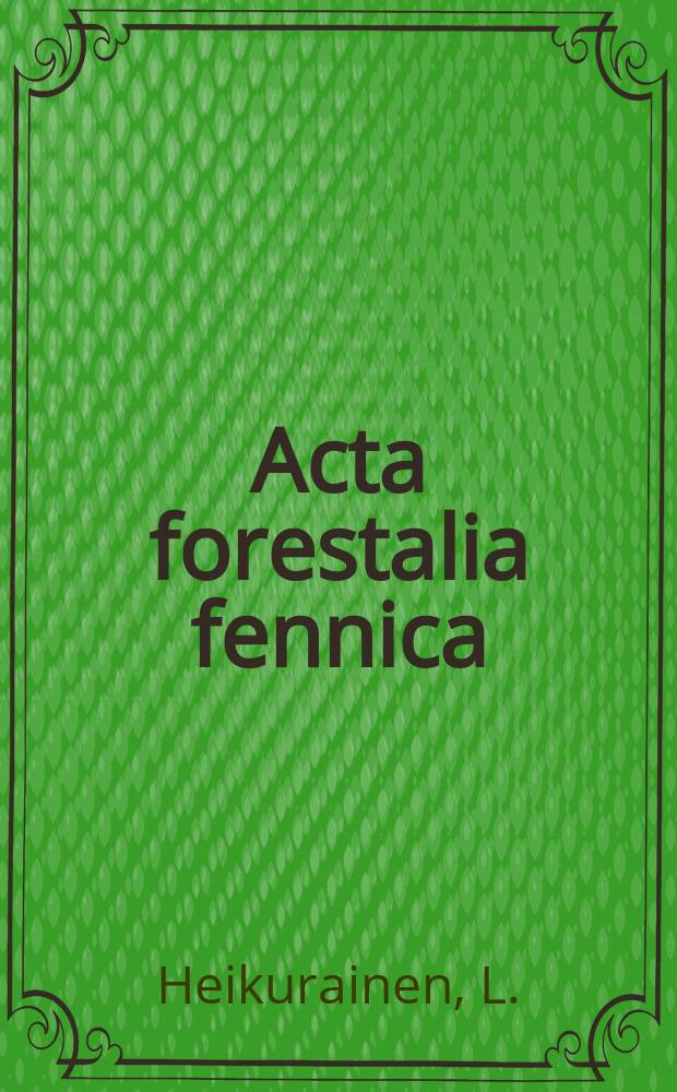 Acta forestalia fennica : Arbeiten den Forstwissenschaftlichen Gesellschaft in Finnland. 69, 1 : Tutkimus metsäojitusalueiden tilasta ja puustosta