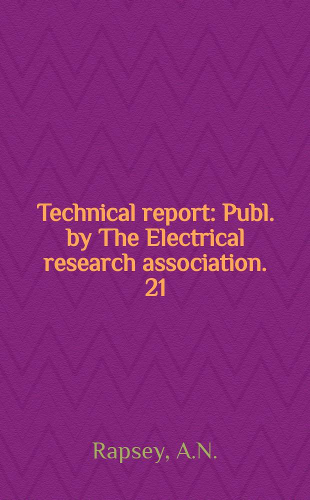 Technical report : Publ. by The Electrical research association. 21 : A wide range recording anemometer