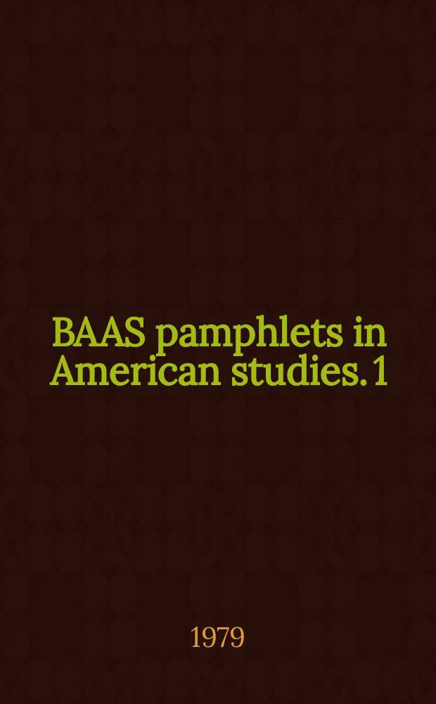 BAAS pamphlets in American studies. 1 : Slavery