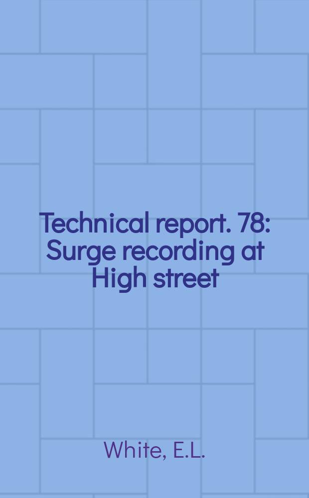 Technical report. 78 : Surge recording at High street (Manchester) 33 kV substation