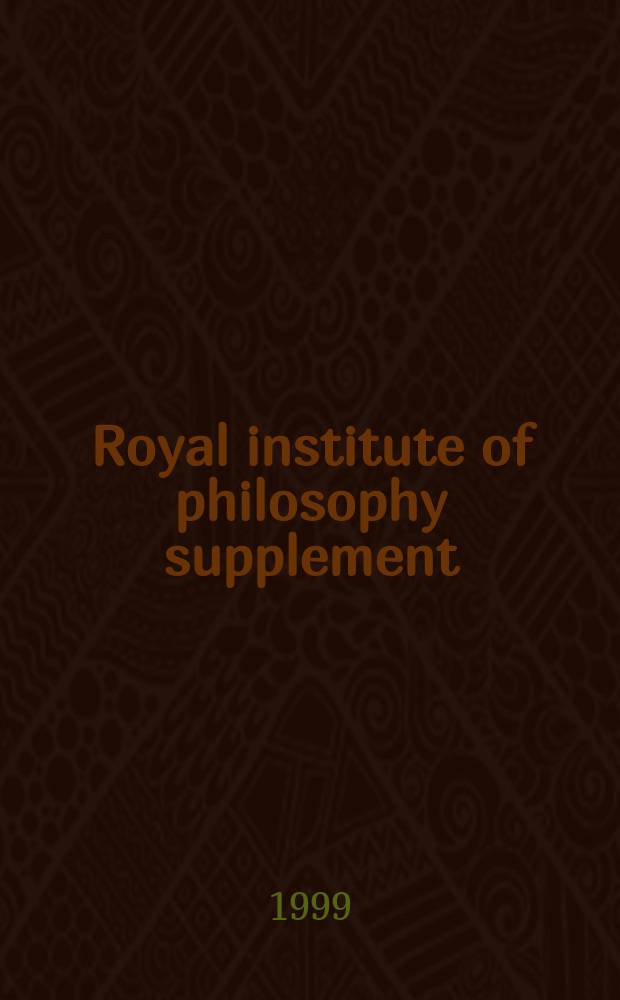 Royal institute of philosophy supplement : [Suppl. to Philosophy]. 44 : German philosophy since Kant