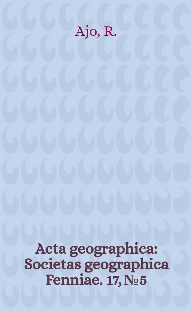 Acta geographica : Societas geographica Fenniae. 17, №5 : Fields of population change around the 60 th parallel capitals and maritime cities Oslo-Stockholm-Helsinki about 1960