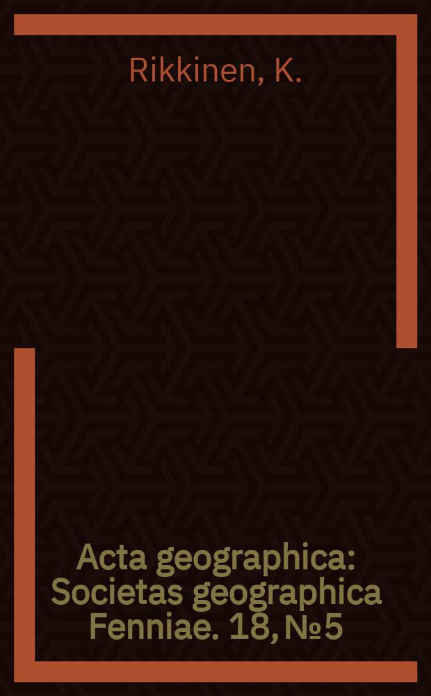 Acta geographica : Societas geographica Fenniae. 18, №5 : Fin ungarisches Dorf (Nemesvámos) im Süd-Bakony