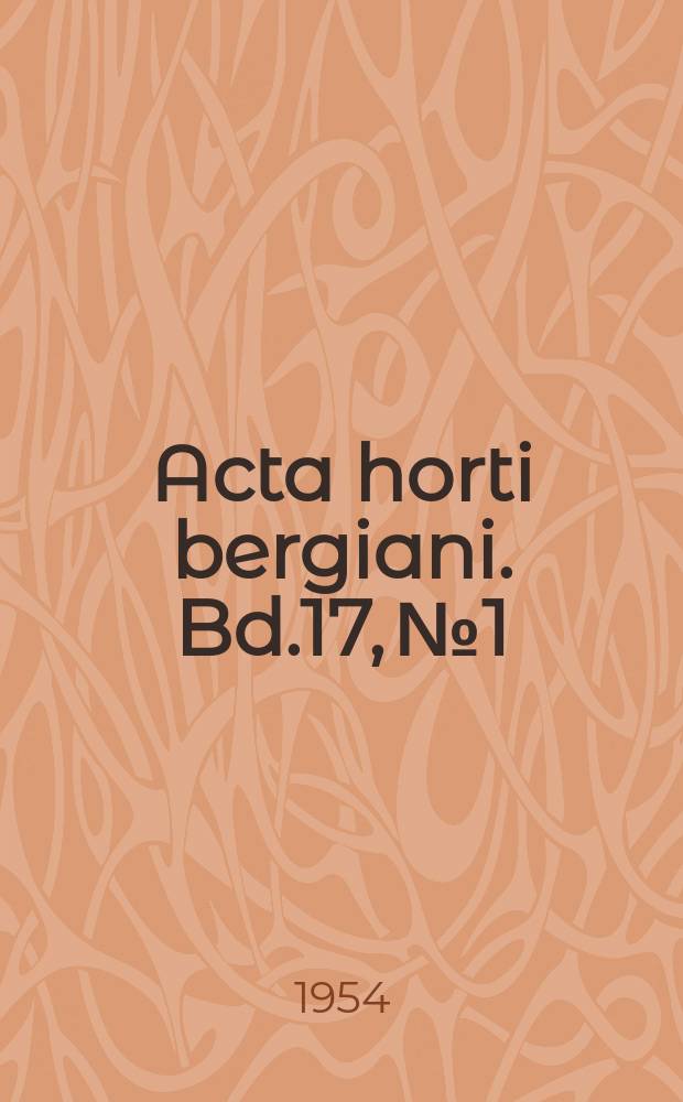 Acta horti bergiani. Bd.17, №1 : Sphaeradenia, a new genus of the Cyclanthaceae