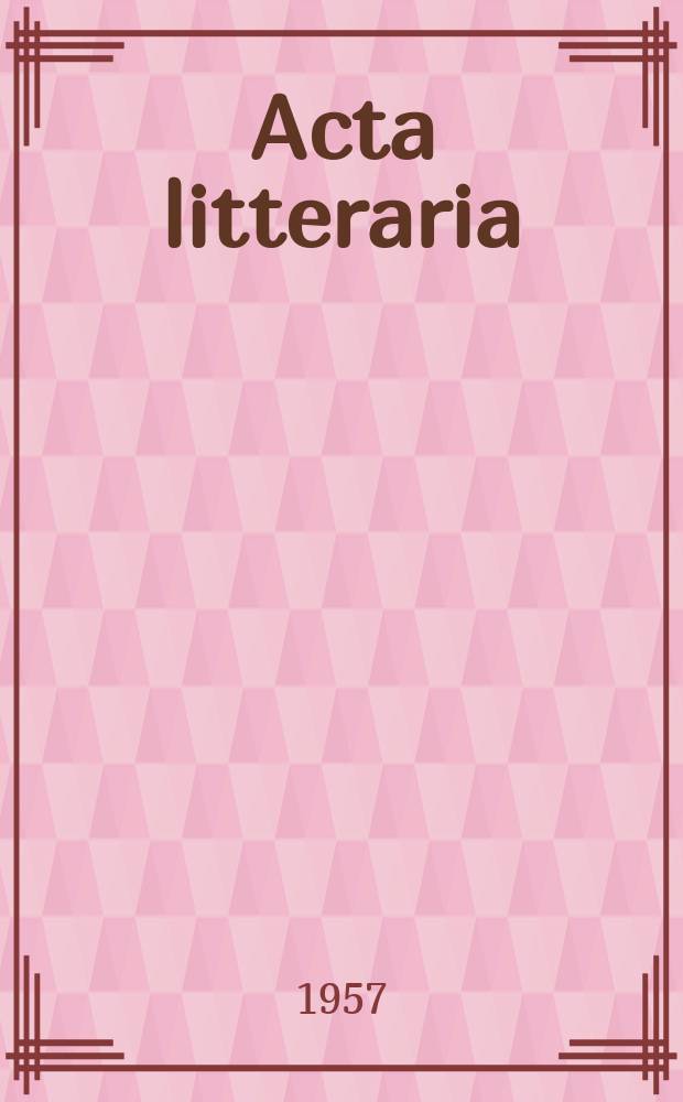 Acta litteraria