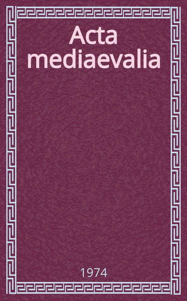 Acta mediaevalia